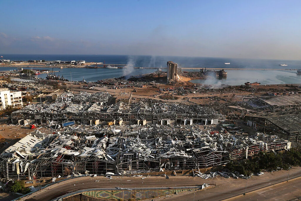 Smoke rises from the scene of an explosion that hit the seaport of Beirut, Lebanon