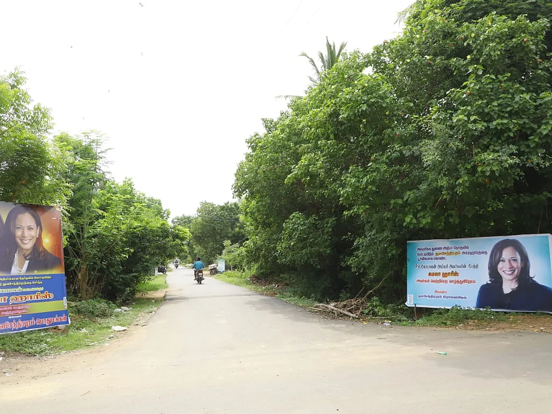 திருவாரூர்: கோயில் கல்வெட்டிலும், மக்கள் மனதிலும் கமலா ஹாரிஸ்! - துளசேந்திரபுரம் விசிட்