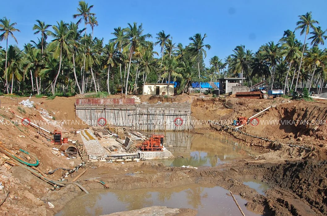 தாமிரபரணி ஆற்றில் கட்டப்படும் தடுப்பணை