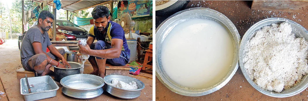 தேங்காய் துருவலிலிருந்து பாலைப் பிரித்தெடுத்தல்