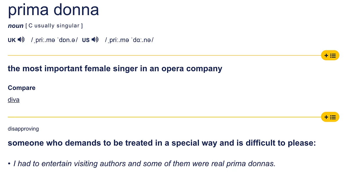 Prima donna - இரு பொருள்