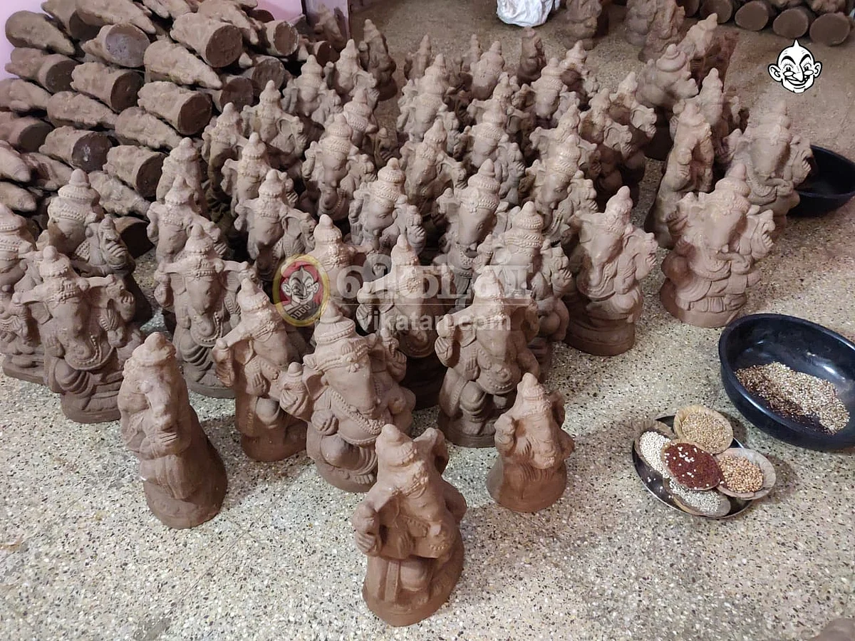 கோவை:`பல்லுயிர்களுக்கு உணவு... இயற்கை நண்பன்!’ - அசத்தும் மண் தானிய விநாயகர் சிலைகள்