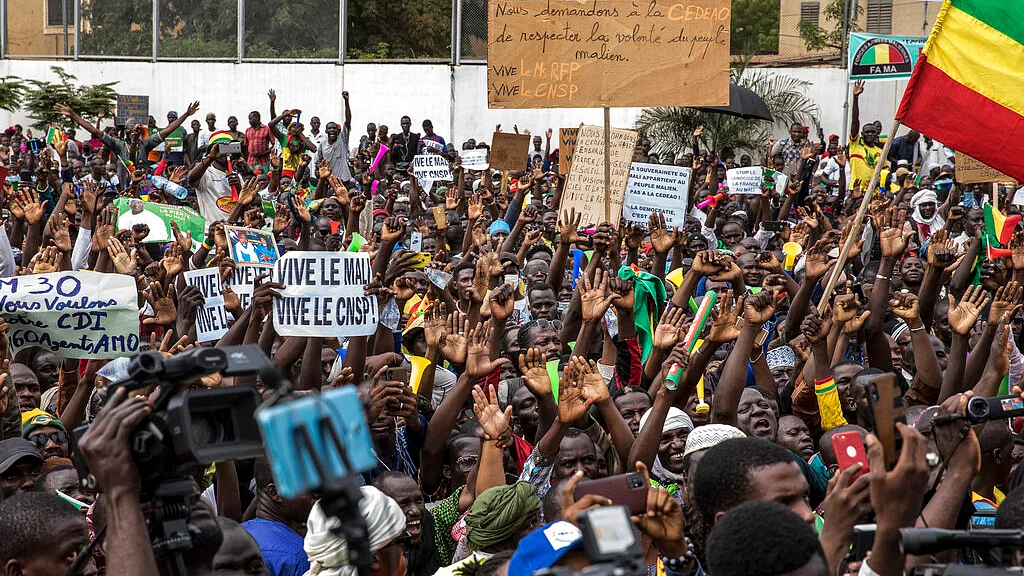 Malians supporting the recent overthrow of President