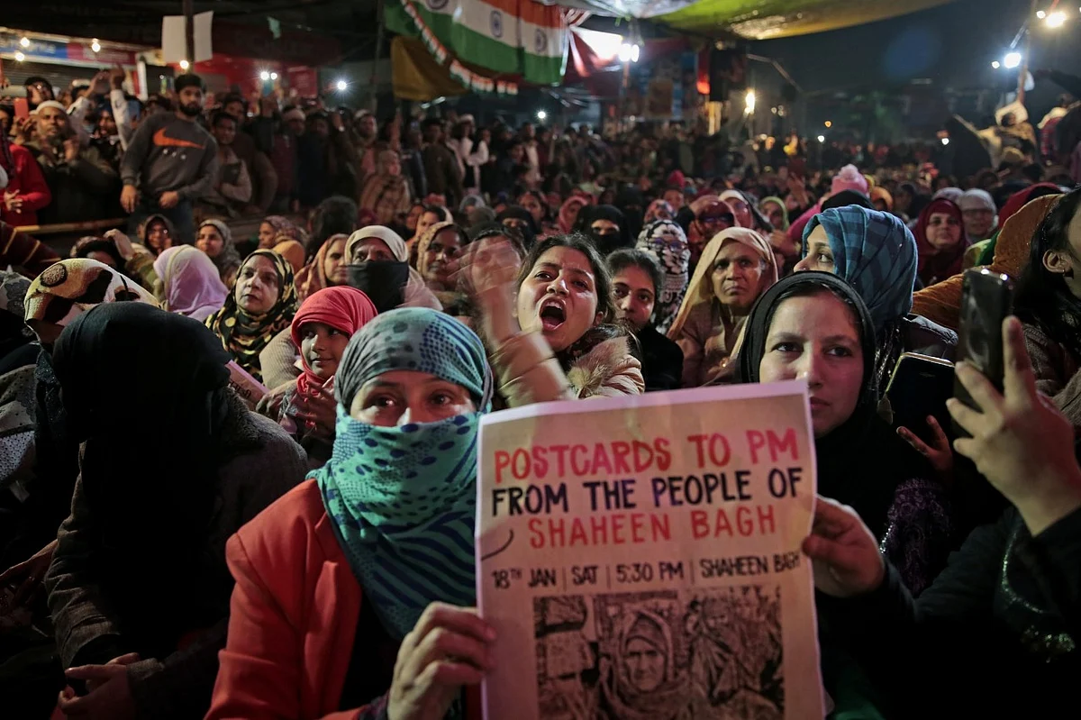 Protest site at Shaheen Bagh, in New Delhi
