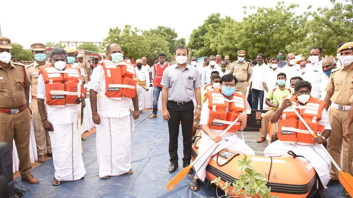 பேரிடர் ஒத்திகையில் ஆர்.பி.உதயகுமார்