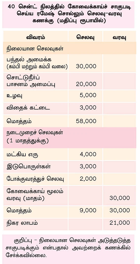 40 சென்ட்... மாதம் ரூ. 30,000 வருமானம்! - கோவைக்காய் கொடுக்கும் கொடை!