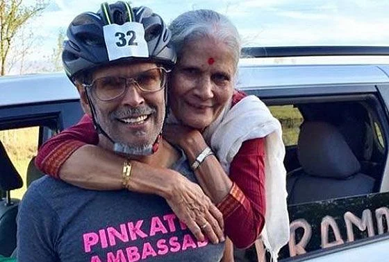 Usha soman with her son Milind Soman