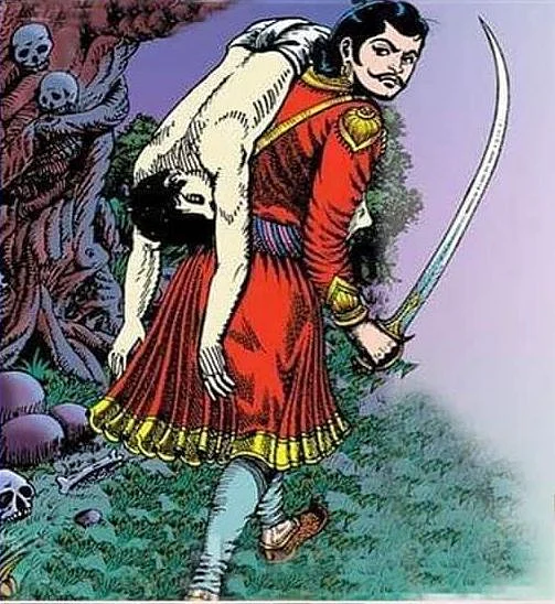 அம்புலிமாமாவில் வெளிவந்த விக்கிரமாதித்தன் தொடரின் ஓவியம்