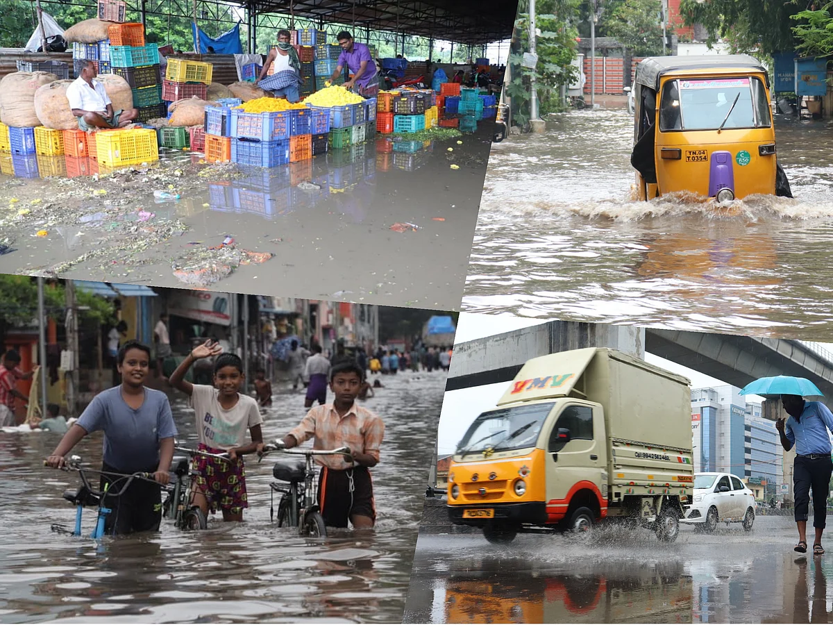 சென்னை மழை: வெள்ளக்காடான சாலைகள்.. மூழ்கிய மைதானம்.. மிதந்த வாகனங்கள்! - சிறப்பு புகைப்படத் தொகுப்பு