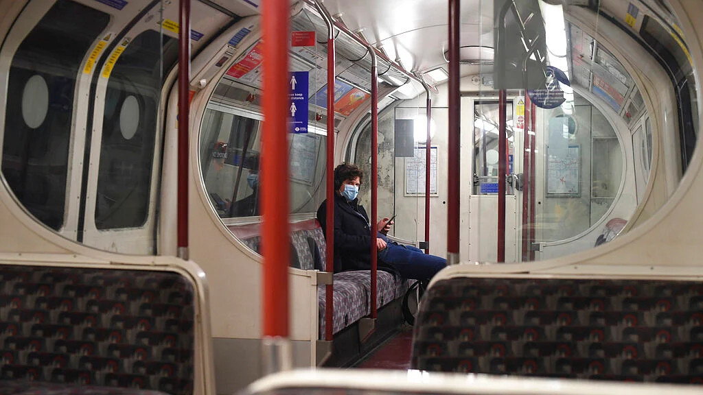 Underground train in central London