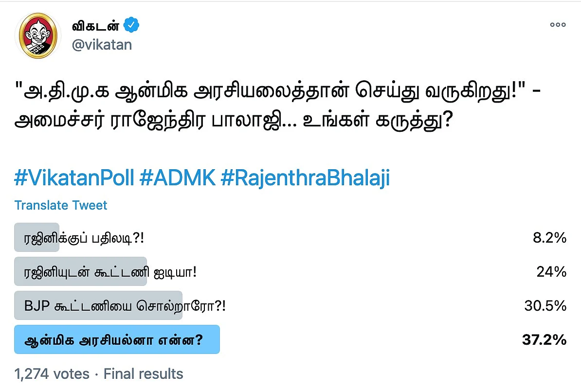 ராஜேந்திர பாலாஜி | Vikatan Poll