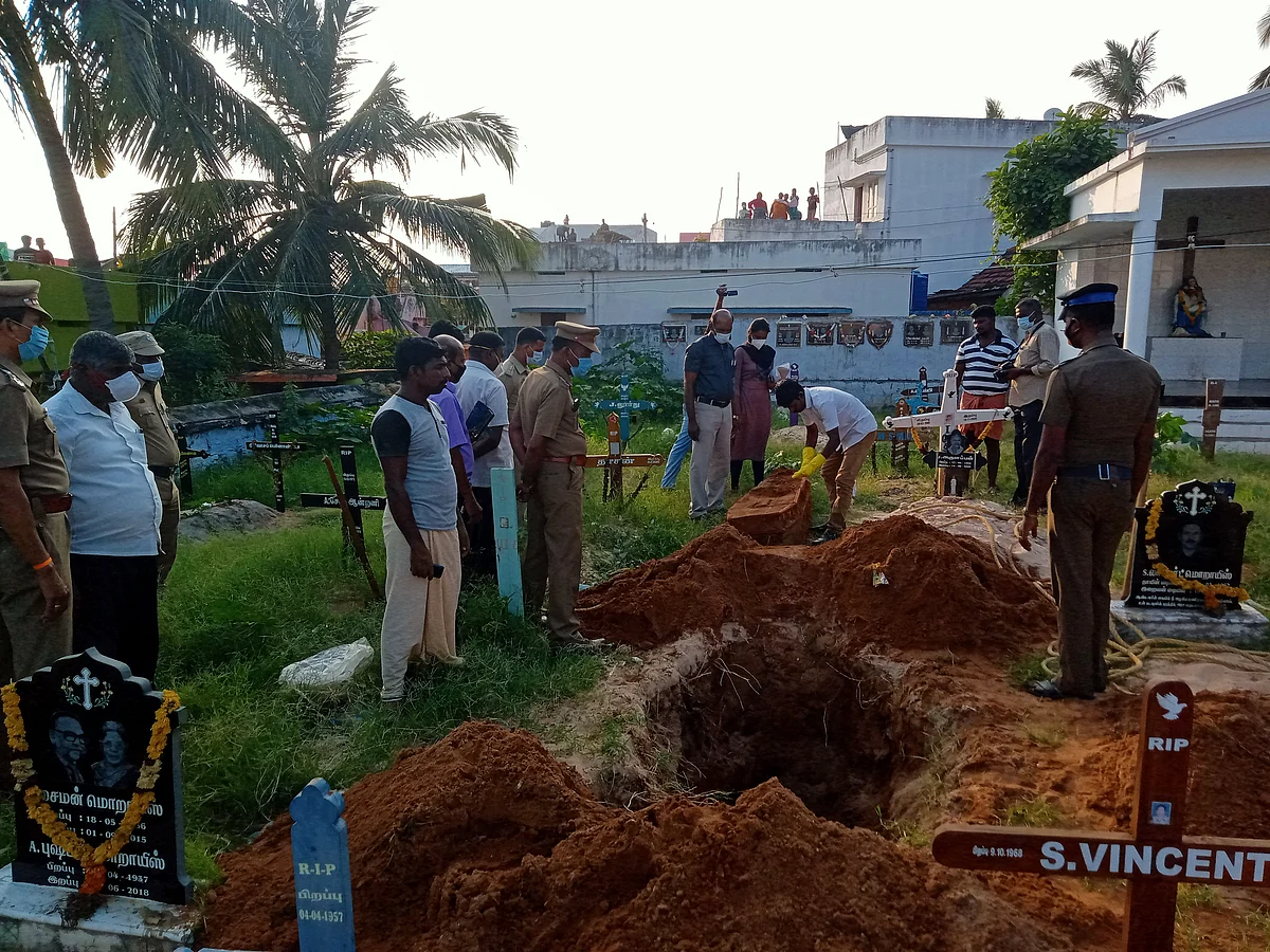 உடலைத் தோண்டி போலீஸ் விசாரணை