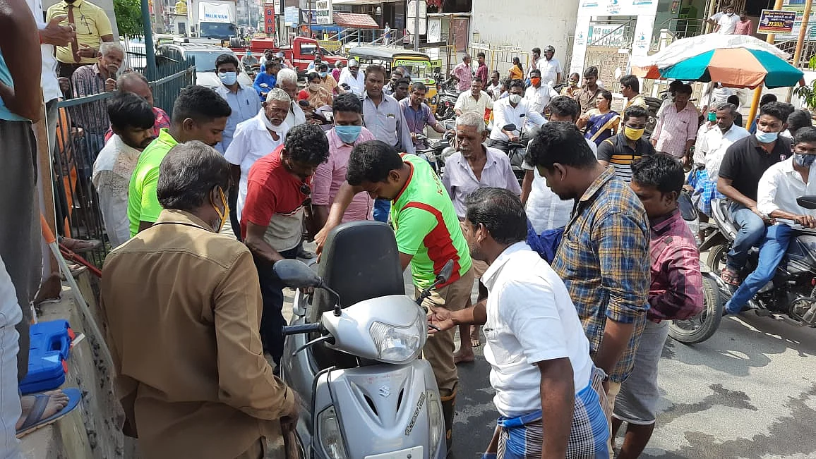 பாம்பை பிடிக்கும் முயற்சி