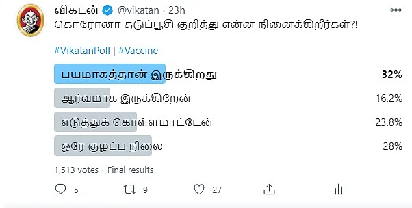 கோவிட்-19 தடுப்பூசி | Vikatan Poll