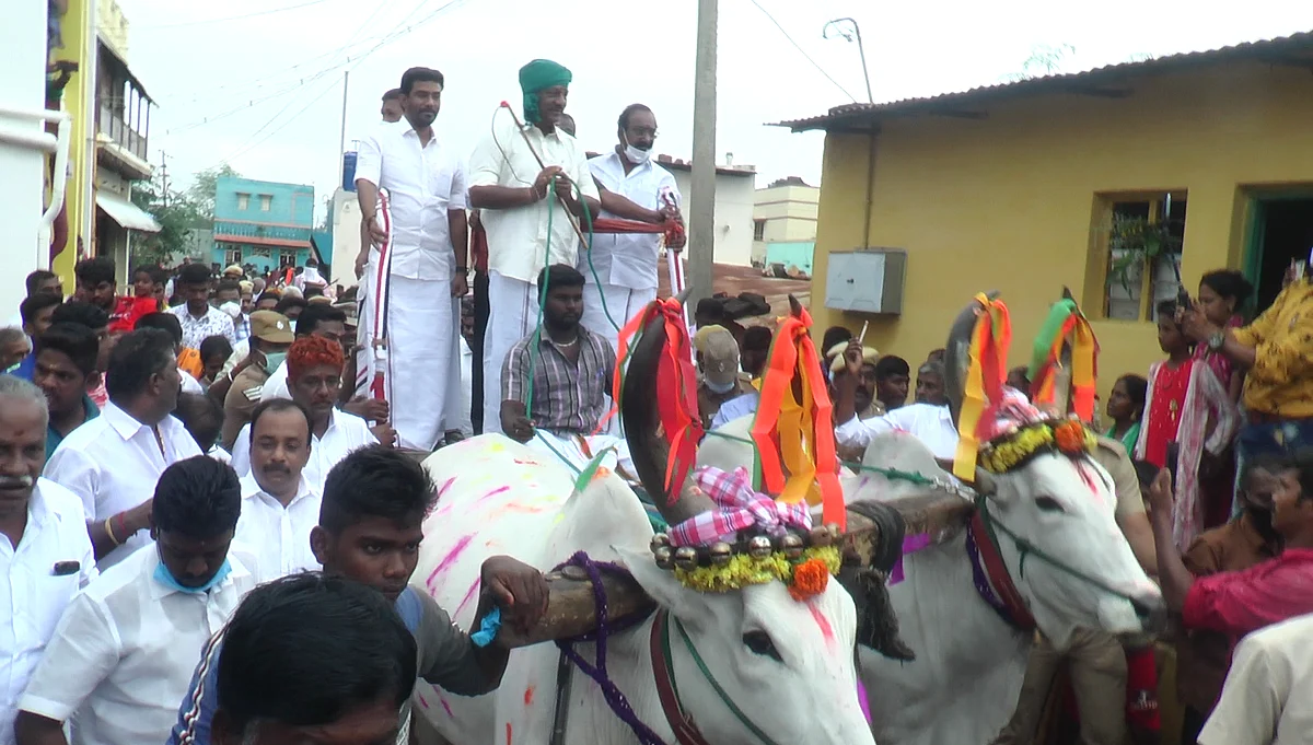 மாட்டுவண்டியில் வந்த ஓ.பி.எஸ்