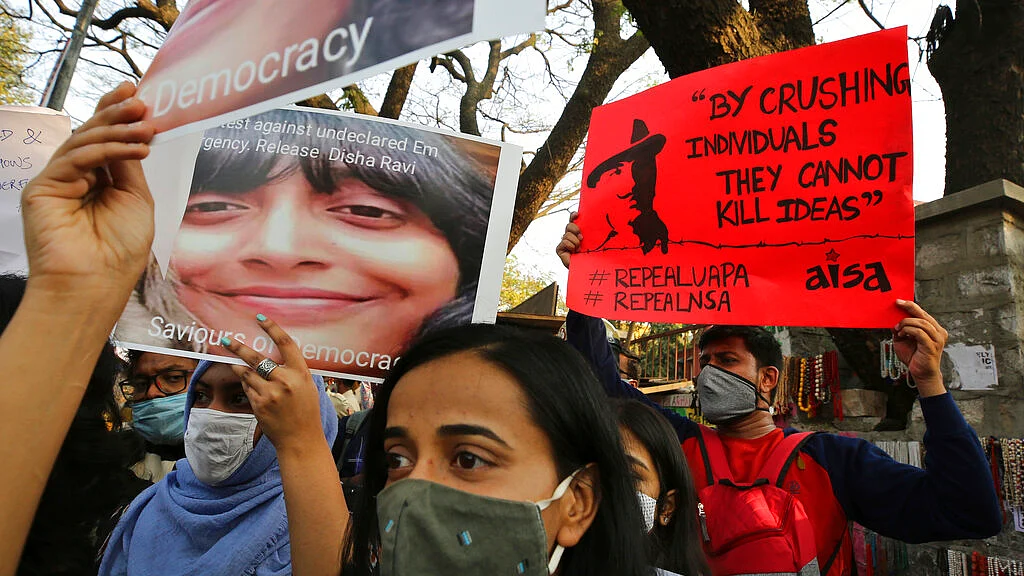 Protest against the arrest of climate activist Disha Ravi