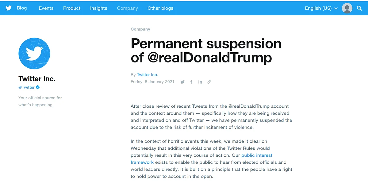Trump twitter ban