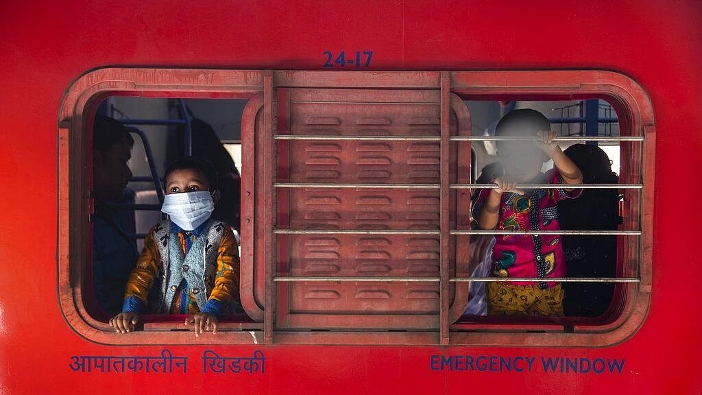 A boy wearing a face mask