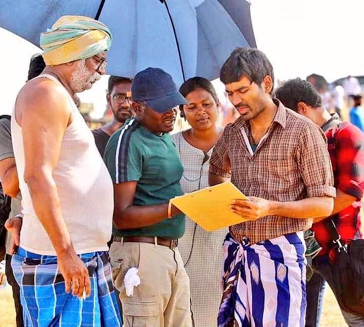 கர்ணன் படப்பிடிப்பில் மாரி செல்வராஜ், தனுஷ், லால்