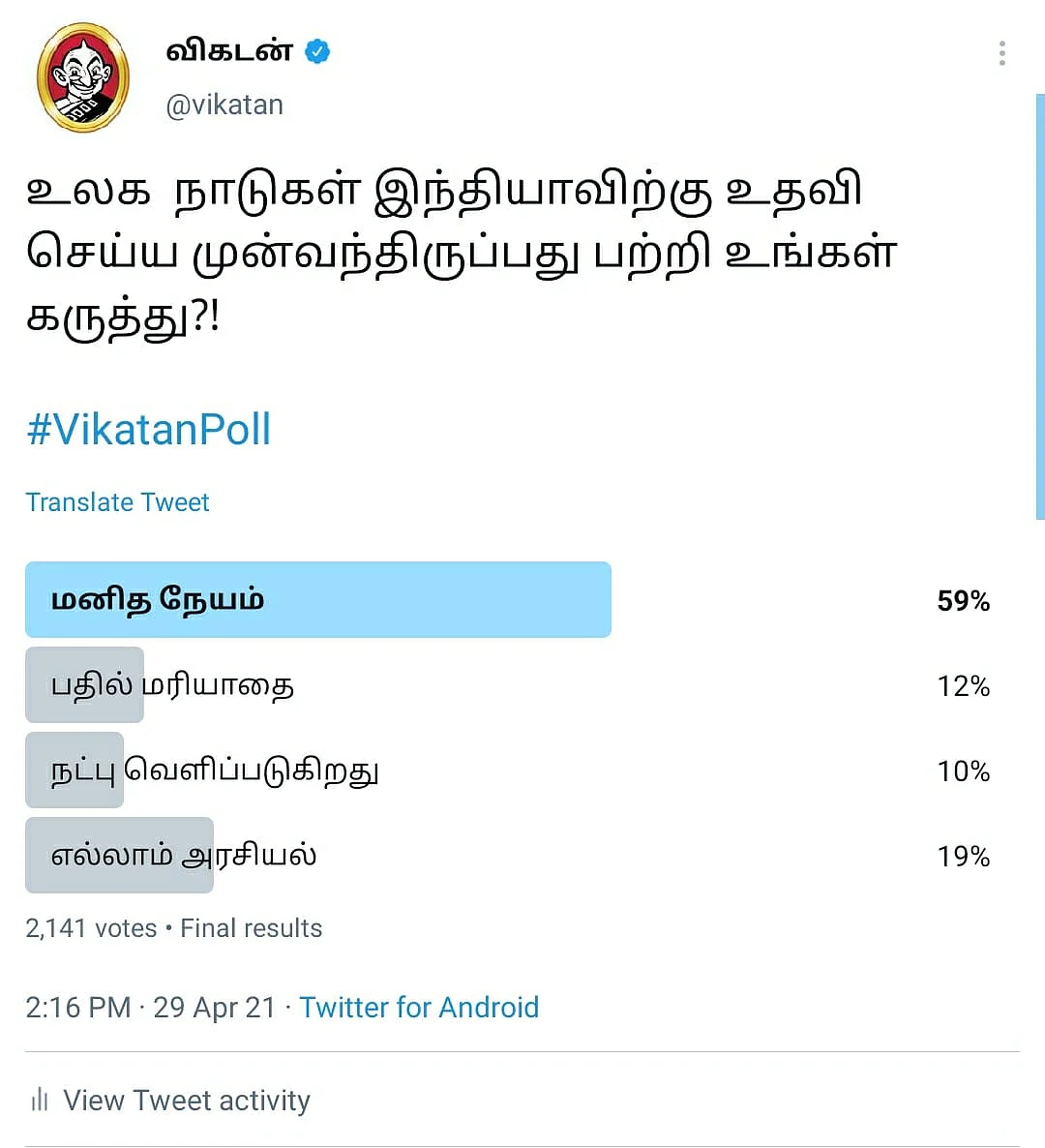 உலக நாடுகள் உதவி | Vikatan Poll