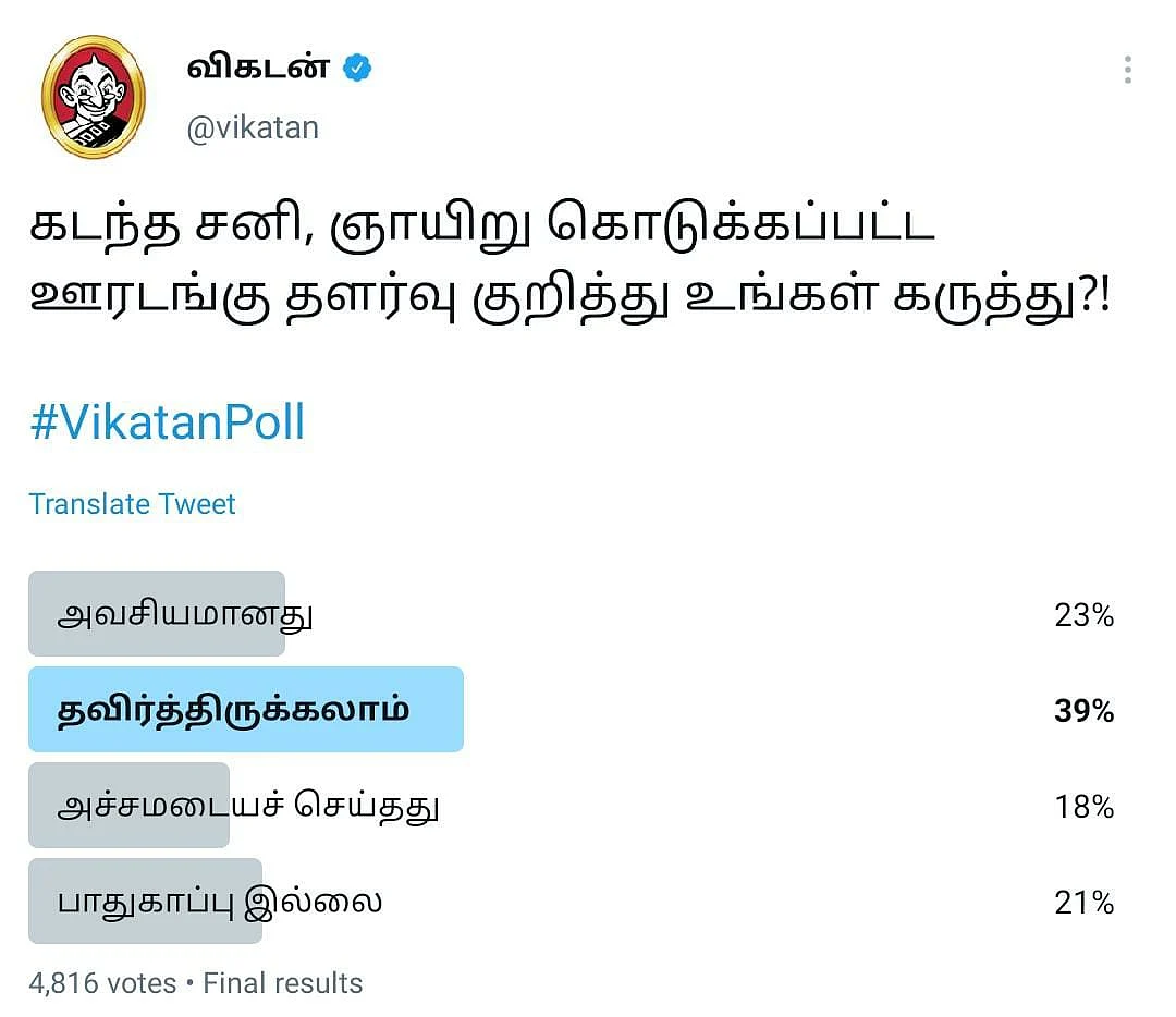 ஊரடங்கு தளர்வு | Vikatan Poll