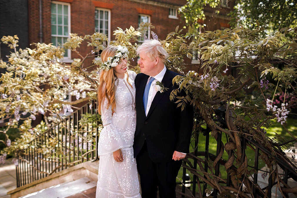 Britain's Prime Minister Boris Johnson and Carrie Johnson