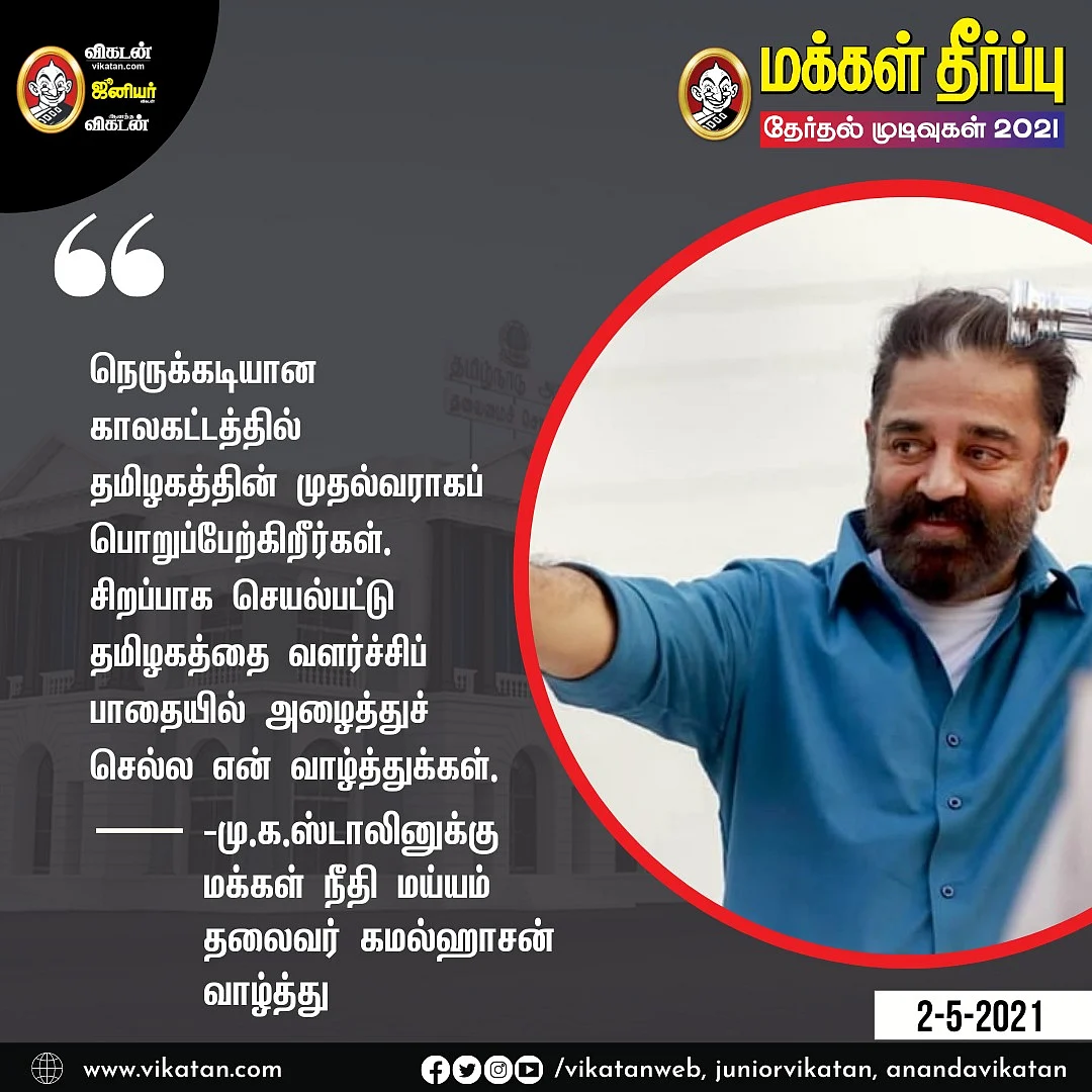 தமிழக சட்டப்பேரவைத் தேர்தல் முடிவுகள்: திமுக கூட்டணி - 159 ; அதிமுக கூட்டணி -75..! #LiveUpdates