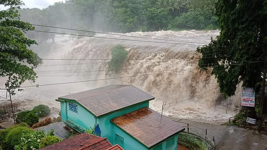 திற்பரப்பு அருவியில் வெள்ளப்பெருக்கு ஏற்பட்டது