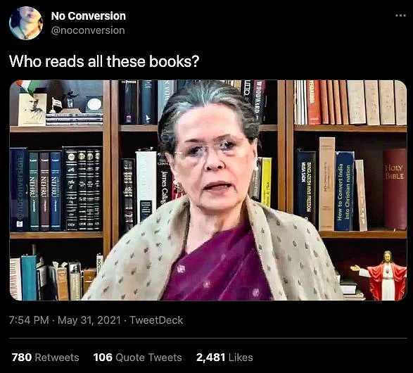 பைபிளும்,சர்ச்சைப் புத்தகமும்; வைரலான சோனியா காந்தியின் புக் ஷெல்ஃப் புகைப்படம் உண்மையா?#Fact Check