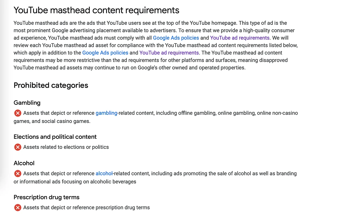 Youtube ad policy