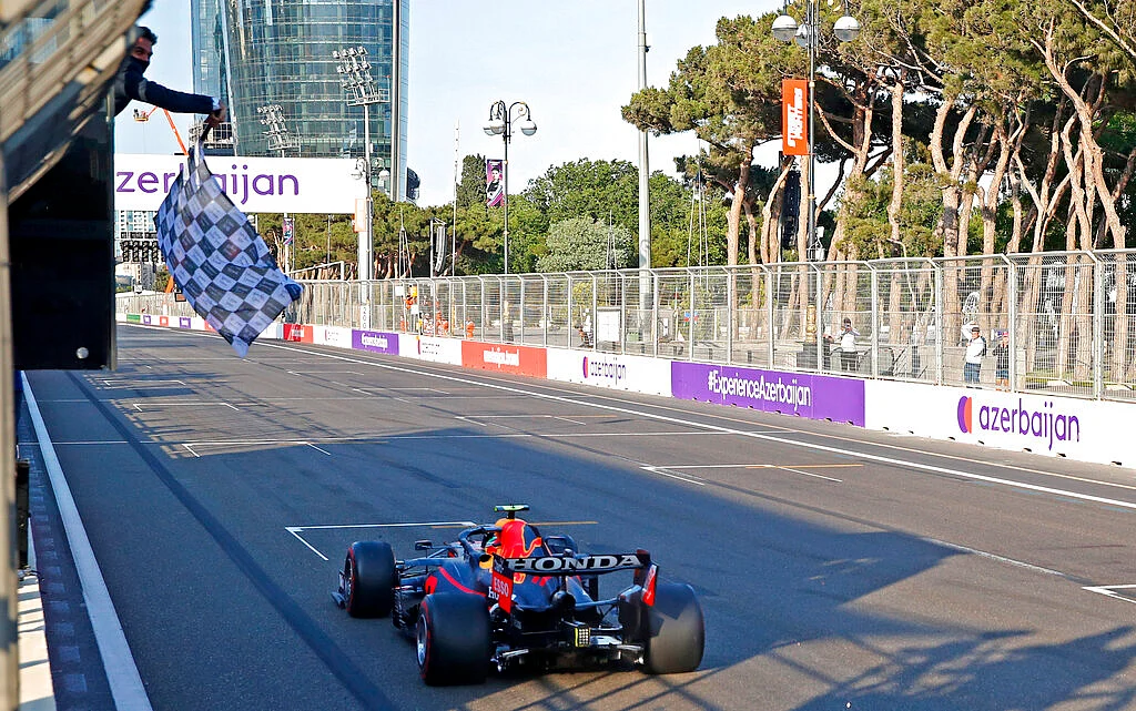 Sergio Perez completing the race