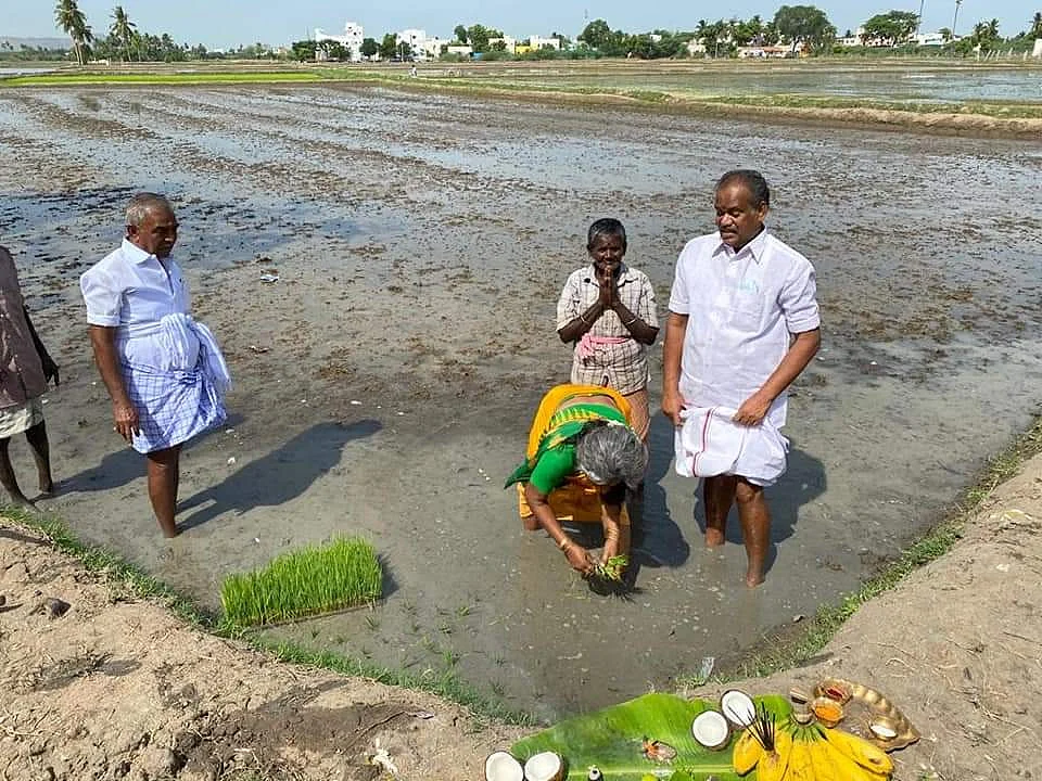 நடவுப்பணியை தொடங்கிய பூமிநாதன்