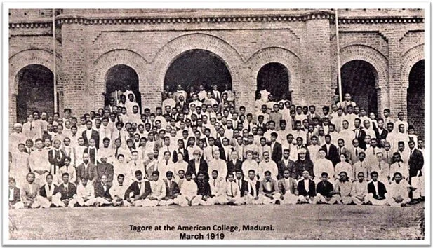 1919ல் அமெரிக்கன் கல்லூரியில் ரவீந்திரநாத் தாகூர்