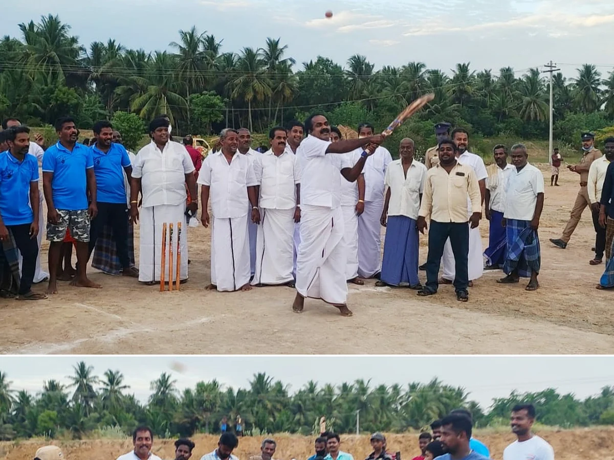 `படிப்புடன் விளையாட்டும் அவசியம்; எம்.எல்.ஏ பந்துவீச, பேட் செய்த விளையாட்டுத்துறை அமைச்சர்!'