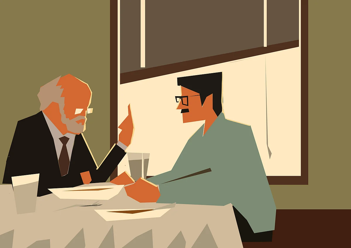 Dr. Sharma (CTO) having a lunch conversation with Dr Bharath