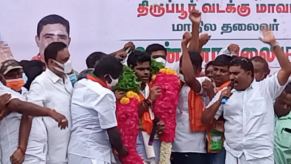 திருப்பூரில் நடந்த வரவேற்பு நிகழ்ச்சியில் அண்ணாமலை