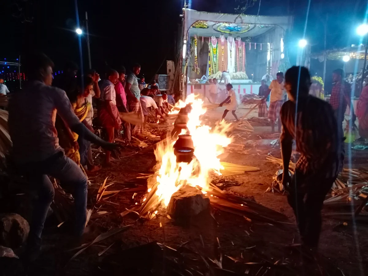 பானைகளில் அரிசிக்கஞ்சி காய்ச்சுதல்