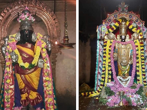அம்பாளுக்குத் திருப்பதி வேங்கடபதியின் அலங்காரம்