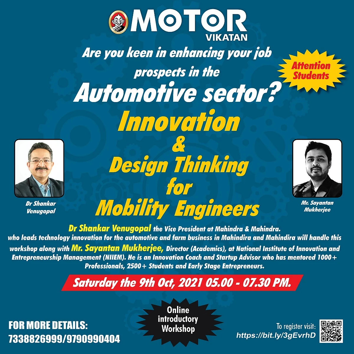 Workshop to enhance Job Prospects by Mr Sayantan Mukherjee and Dr Shankar Venugopal