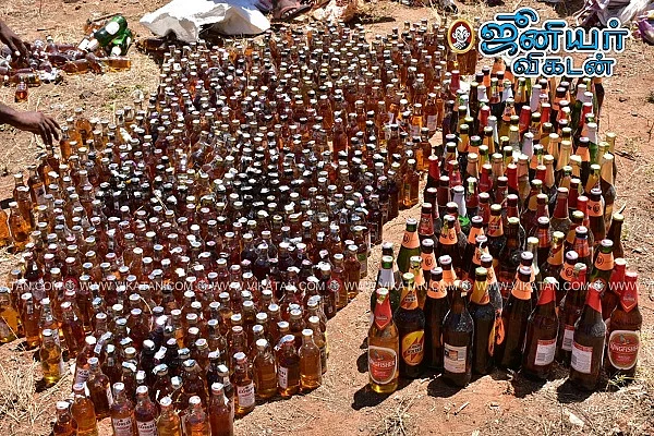 அழிக்கப்பட்ட மது பாட்டில்கள்