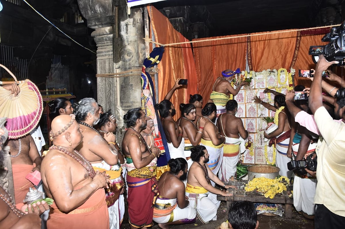 மயிலாடுதுறை மாயூரநாதர் கோயில் திருப்பணிகள் தொடக்கம் - திருவாவடுதுறை ஆதீனகர்த்தர் பங்கேற்பு