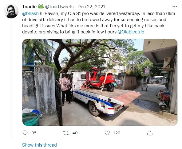 New Ola Scooter in recovery Van