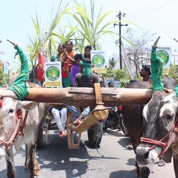 மாட்டுவண்டியில் வந்து வேட்புமனு தாக்கல் செய்த நாம் தமிழர் கட்சி வேட்பாளர்