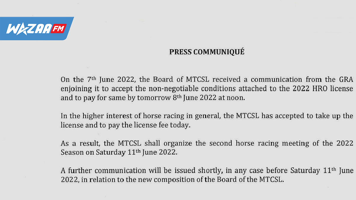 Communiqué : La MTCSL obtient sa licence pour organiser les courses