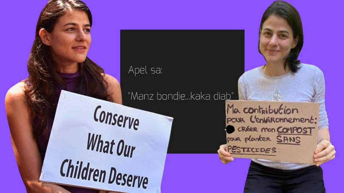"Le « dialog » en question : « Apel sa : ‘Manz bondie… kaka diab’ »."