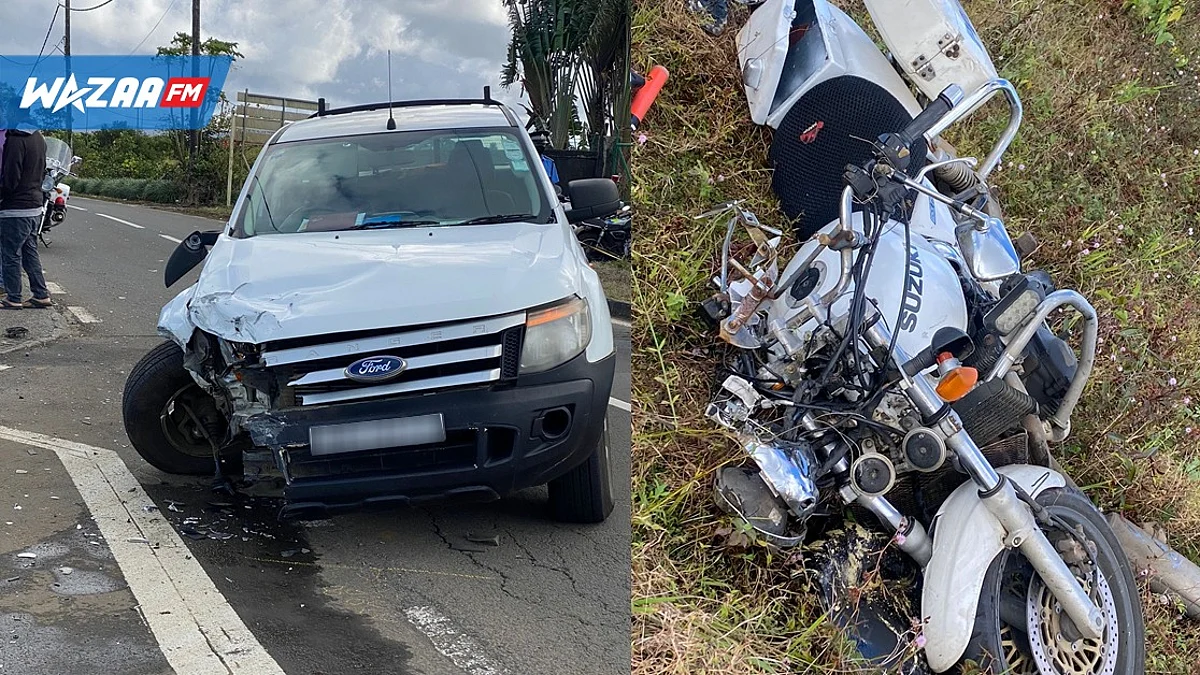 Collision entre un 4x4 et un motard de la police : le policier admis aux soins intensifs