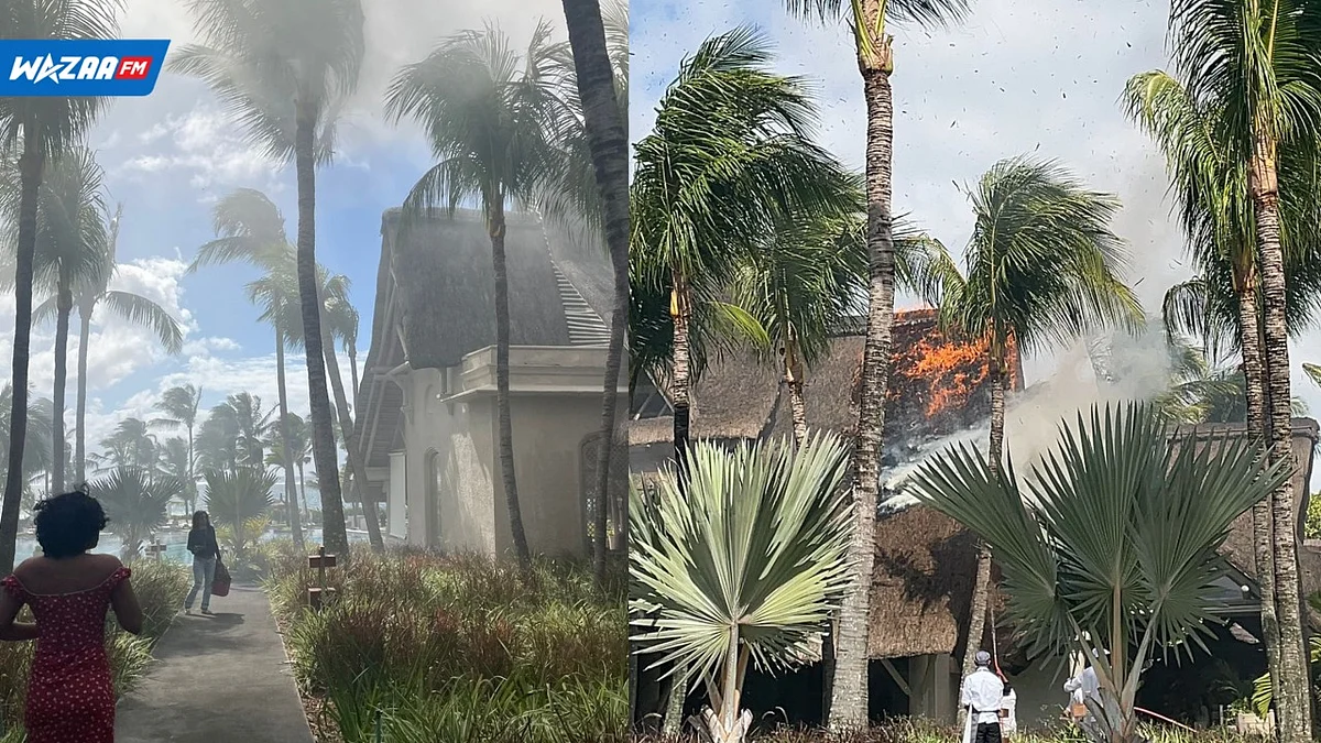 L'hôtel Lux Belle Mare en proie aux flammes.