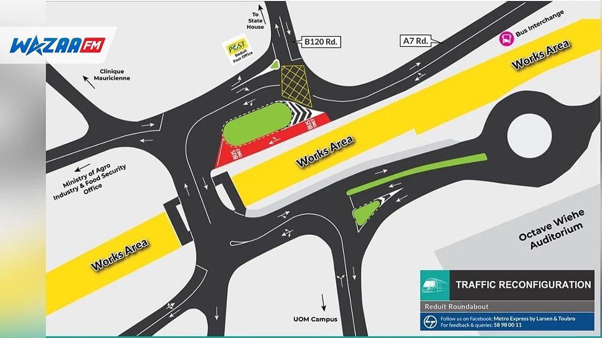 Travaux/Metro Express : Le rond-point de Réduit fermé à la circulation le 6 septembre