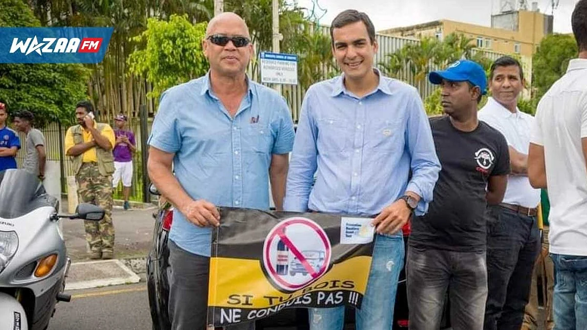Adrien Duval (à dr.), lors d'une campagne " Si tu bois, ne conduis pas ".