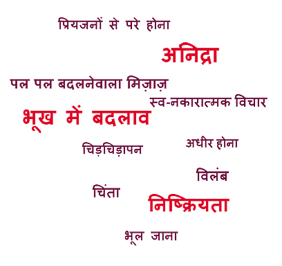 शारीरिक लक्षण शारीरिक लक्षण:विधयार्थी अपनी मांस-पेशियों में तनाव, सिरदर्द, अनिद्रा, तीव्र हृदय गति महसूस करता है। चाहत में परिवर्तन के साथ, मुंह सूख जाता है. पेट खराब हो जाता है, वे बार-बार पेशाब करते हैं .